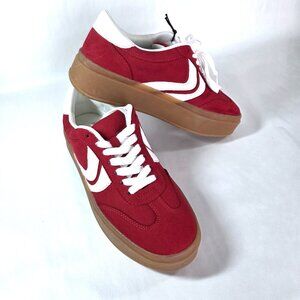 NWT Madden NYC Red Faux Suede Low Top Gum Sole Platform Sneakers